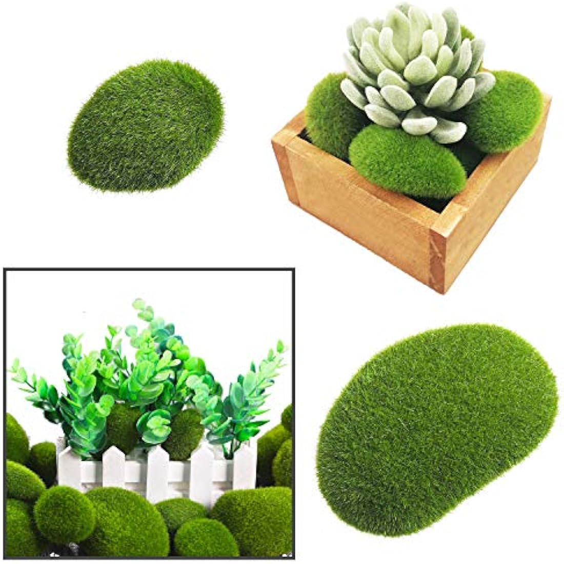 Woohome 30 PCS Artificial Moss Rocks – Green Faux Moss Balls for Decor