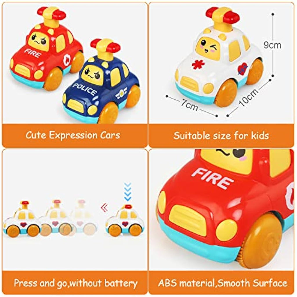 LEADSTAR Cartoon Wind Up Toy Cars | 3-Pack Press and Go Toddler Toys