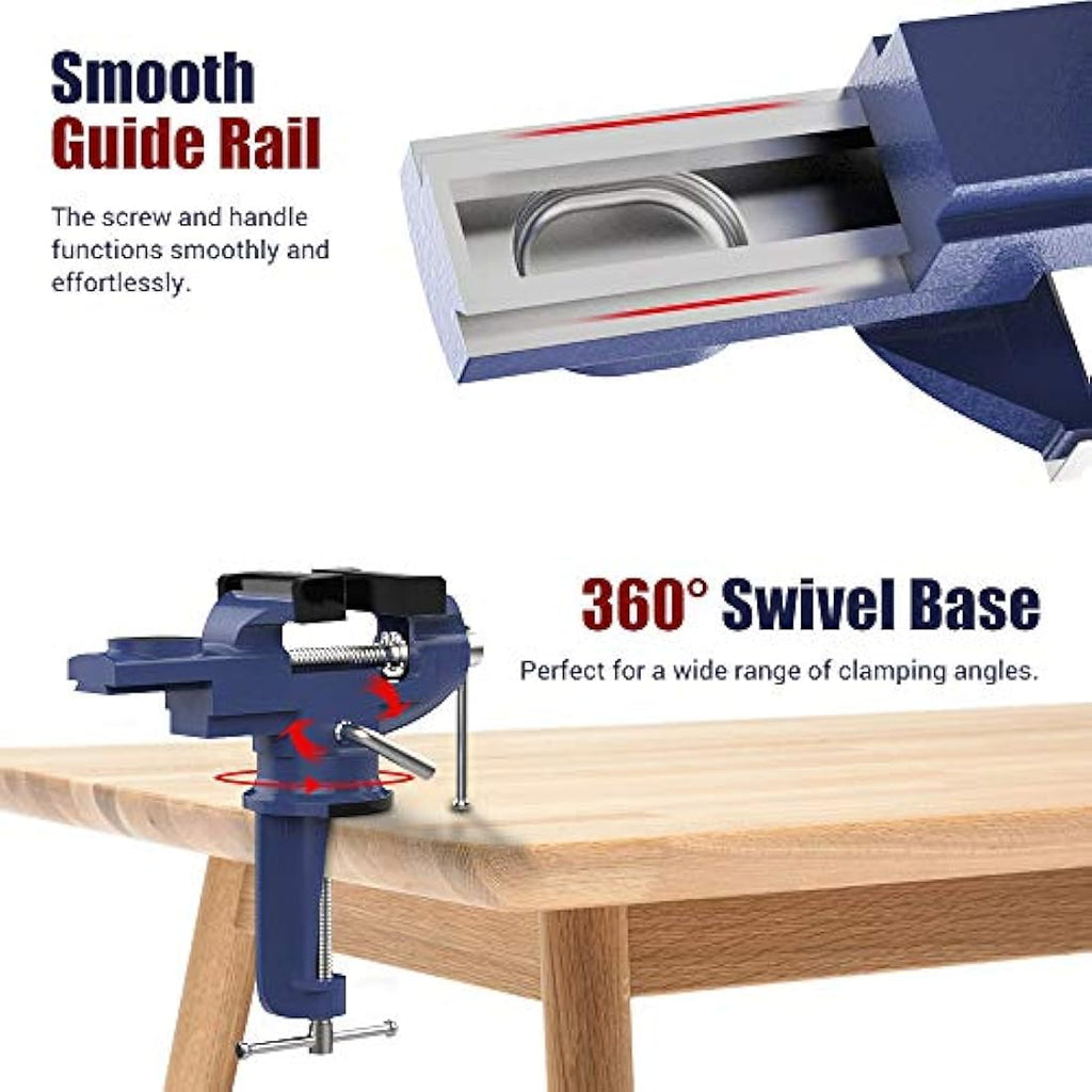 Nuovoware 70mm Table Vise | 360° Swivel Cast Iron Bench Clamp
