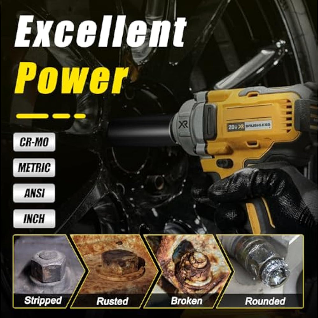 Topec 10-Piece Bolt Extractor Set | 1/2" Drive Cr-Mo Lug Nut Remover Kit