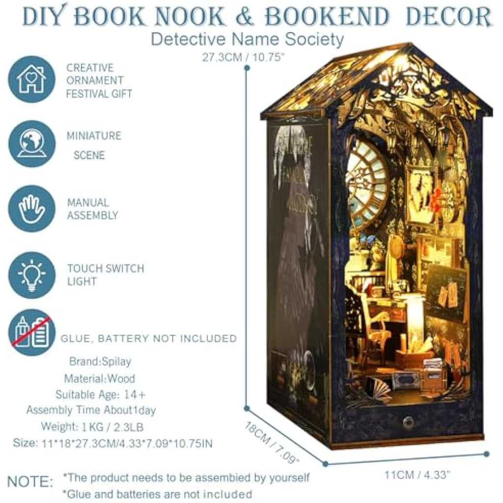 Jolof Store DIY Book Nook Kit – Scholar's Dream 3D Wooden Puzzle with LED