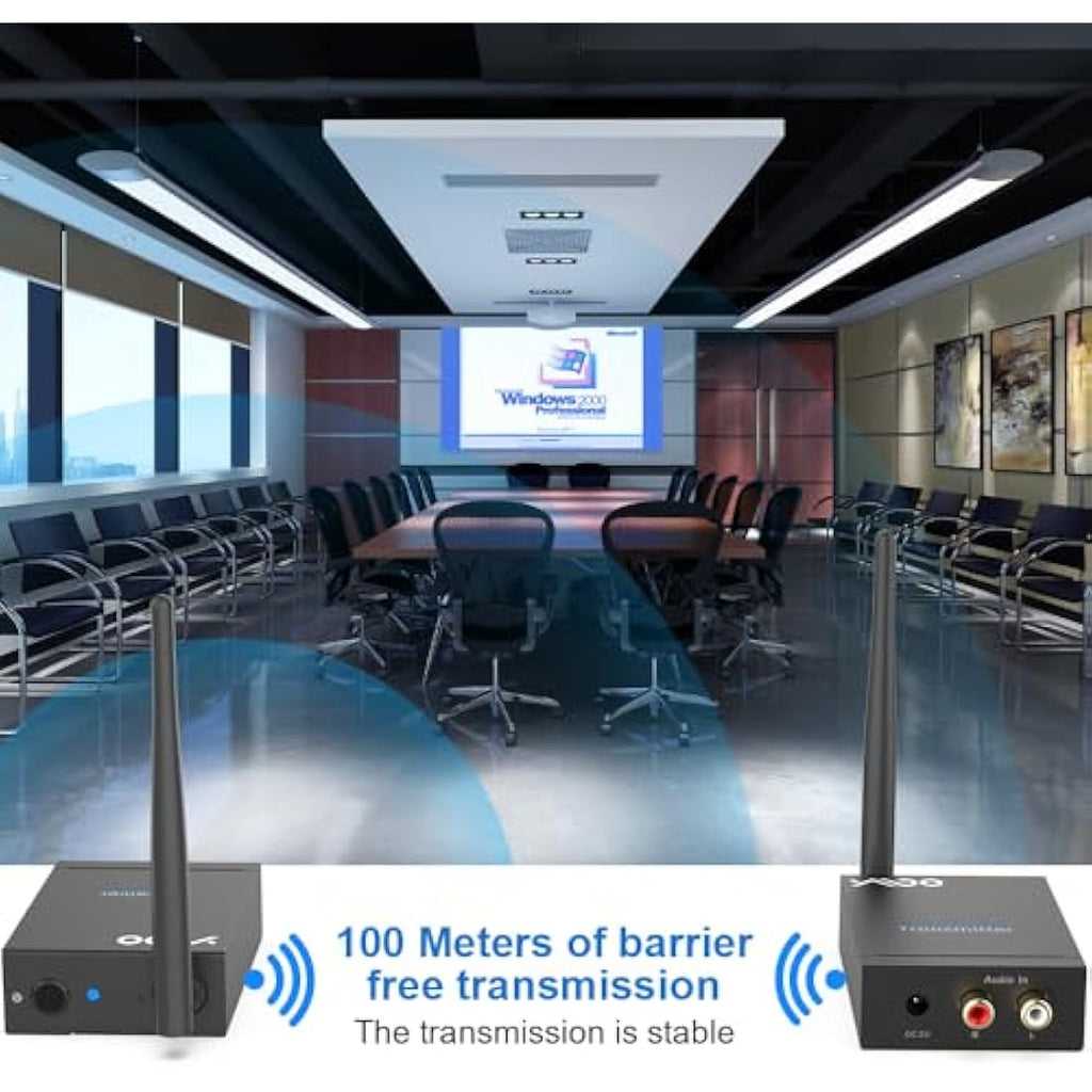 YMOO Wireless Audio Transmitter Receiver | 100m Long Range HiFi 2.4GHz