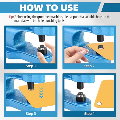 BOOMSTART Heavy Duty Grommet Machine – Eyelet Punch Kit with 1500 Eyelets