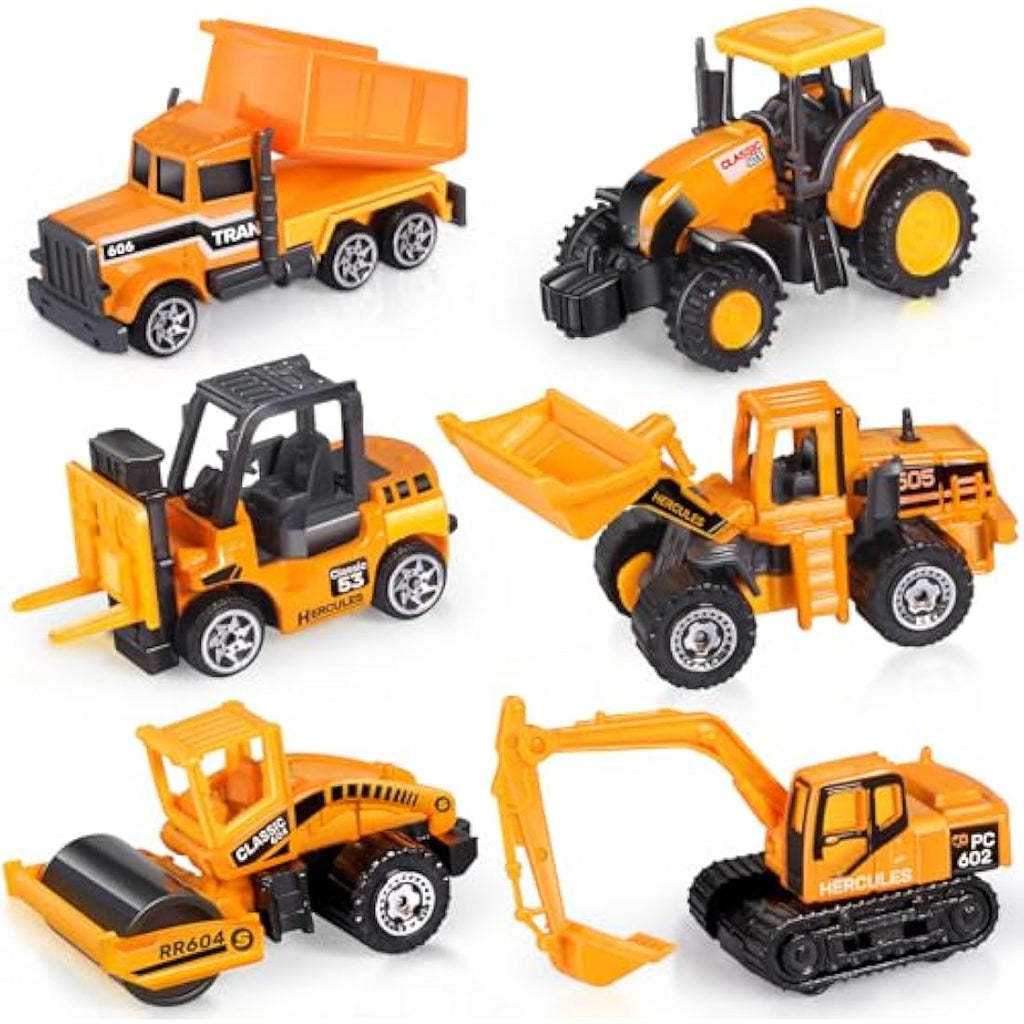 Jolof Store 6-Pack Die-Cast Construction Vehicle Toys | 1:64 Scale Set