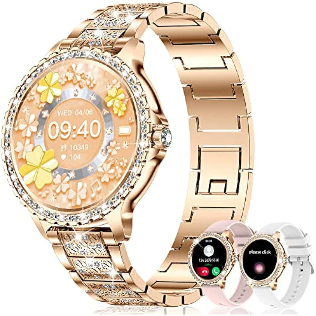 Jolof Store Women's Diamond Smart Watch - Bluetooth Call & Health Tracker