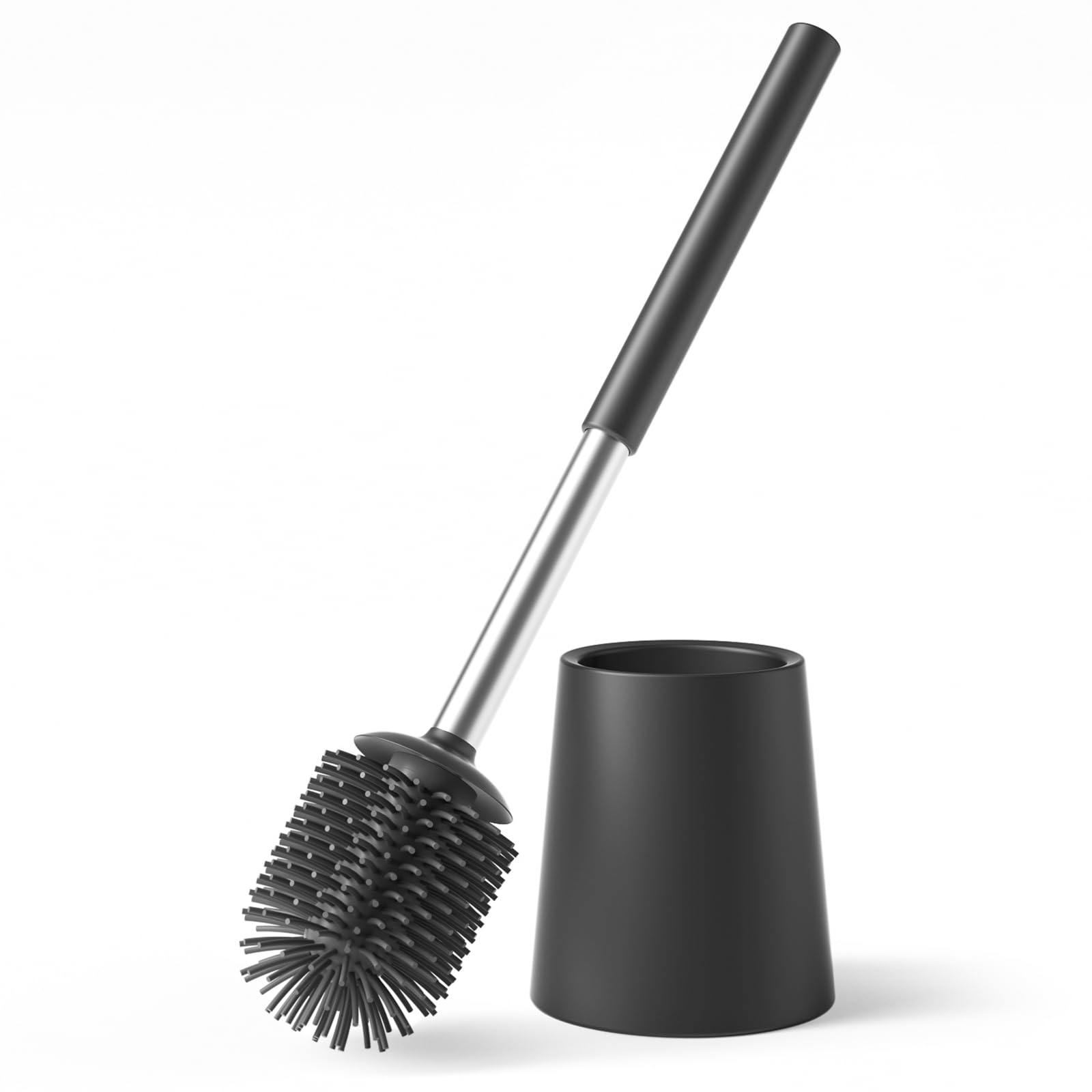 Siapapla Matte Black 304 Stainless Steel Toilet Brush and Holder Set