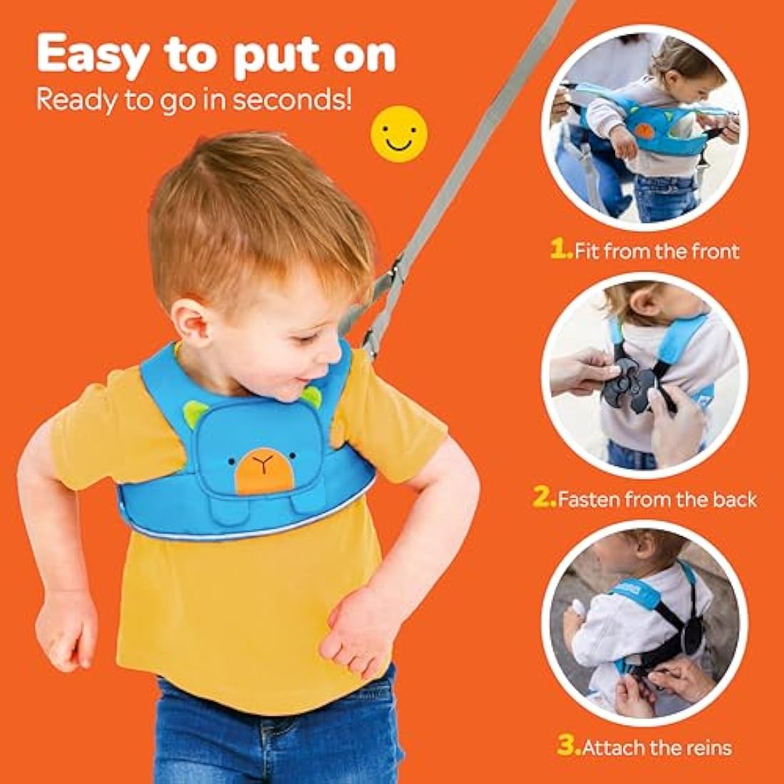 Trunki ToddlePak Baby Walking Reins and Safety Harness – Bert Bear Blue