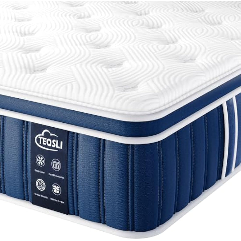 TeQsli 3FT Single Hybrid Mattress | 9-Zone Orthopedic Memory Foam & Sprung