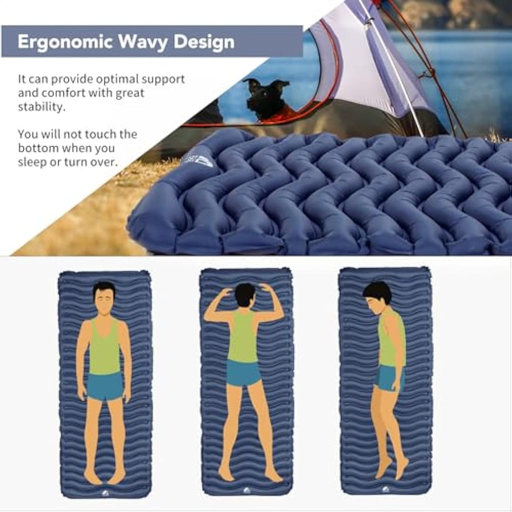 Unigear Ultralight Inflatable Sleeping Pad | 40D Nylon Camping Mat