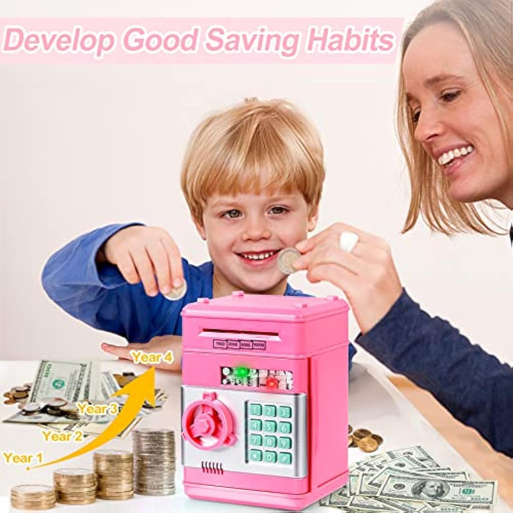 Jolof Store Kids Electronic ATM Piggy Bank – Password Money Safe, Pink