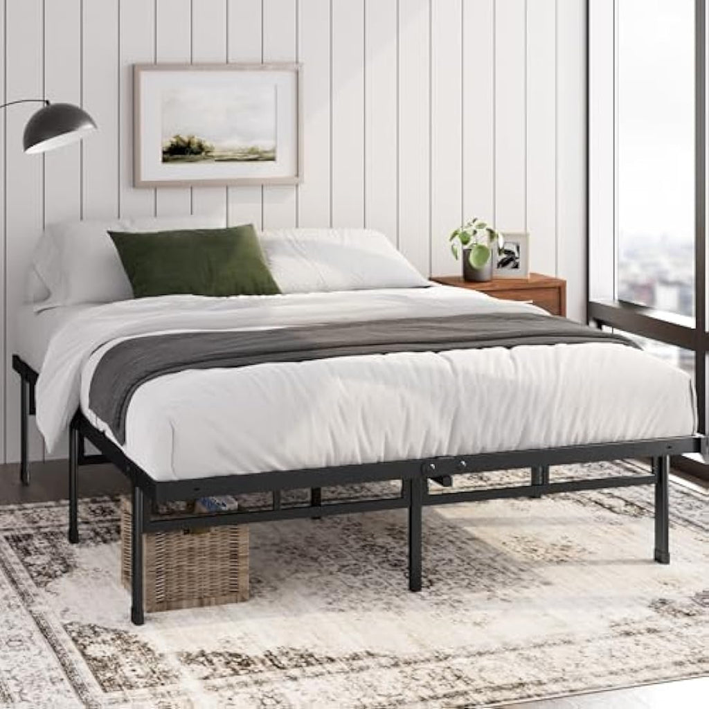 Zinus Justin King Metal Bed Frame – 36cm High Steel Slat Base, Black