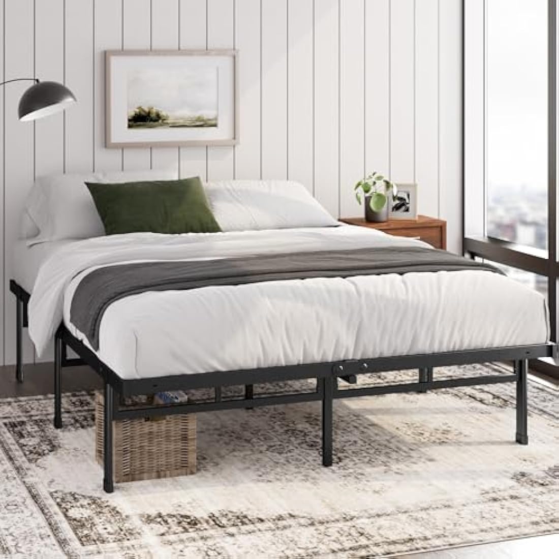 Zinus Justin King Metal Bed Frame – 36cm High Steel Slat Base, Black