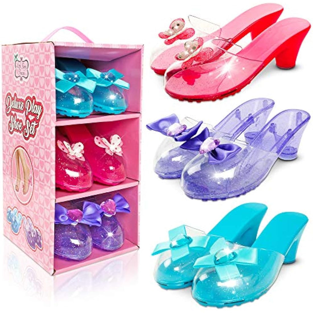 Jolof Store Princess Dress Up Shoes - 3 Pair Jelly Shoe Set for Girls