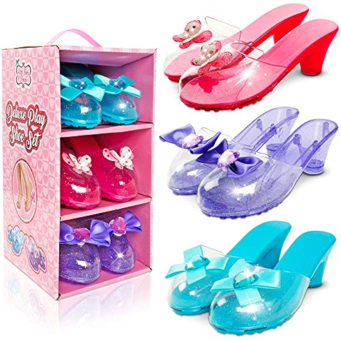 Jolof Store Princess Dress Up Shoes - 3 Pair Jelly Shoe Set for Girls