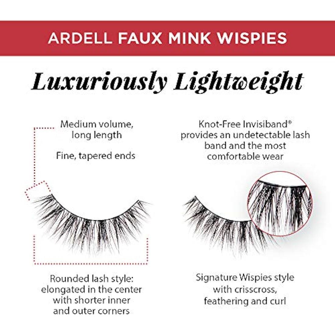 Ardell Faux Mink Wispies False Lashes - Knot-Free Invisiband 4 Pack