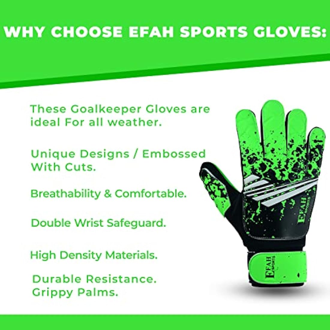 EFAH SPORTS Kids Soccer Goalkeeper Gloves | Super Grip Youth Goalie