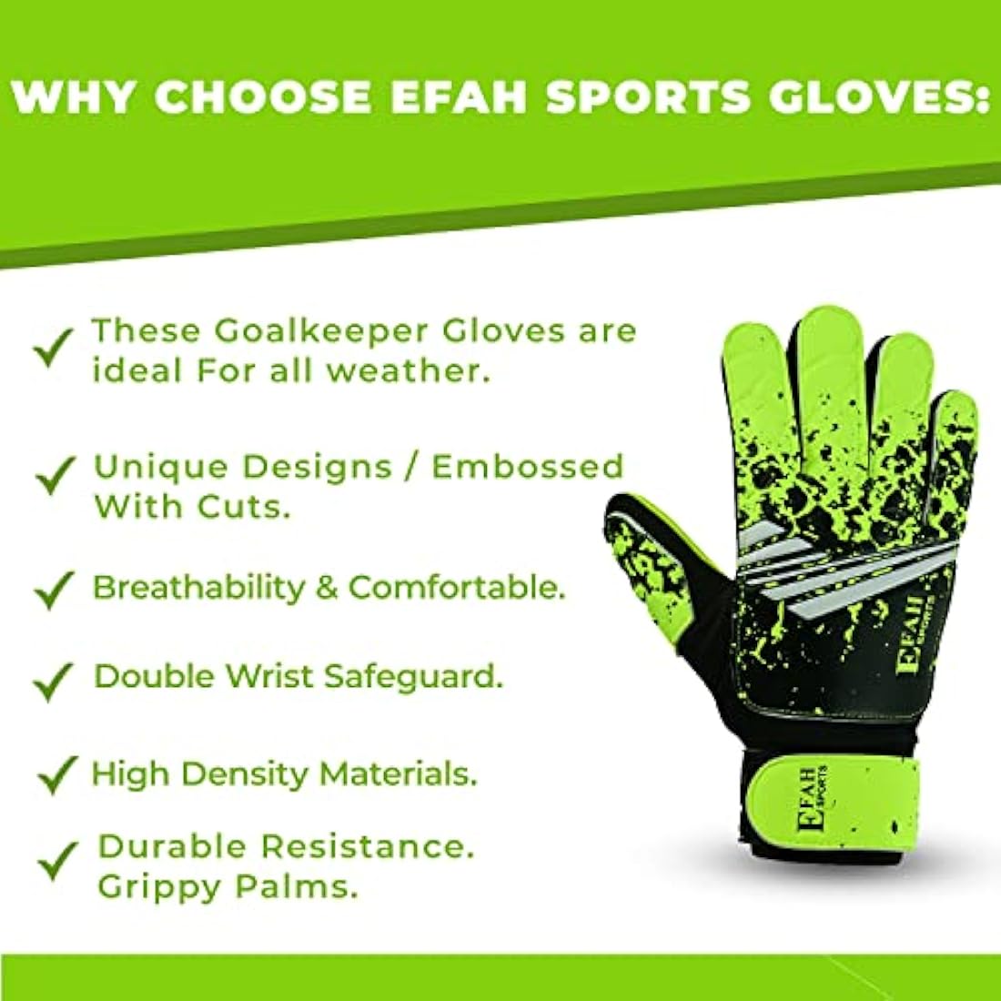 EFAH SPORTS Kids Soccer Goalkeeper Gloves | Super Grip Youth Goalie