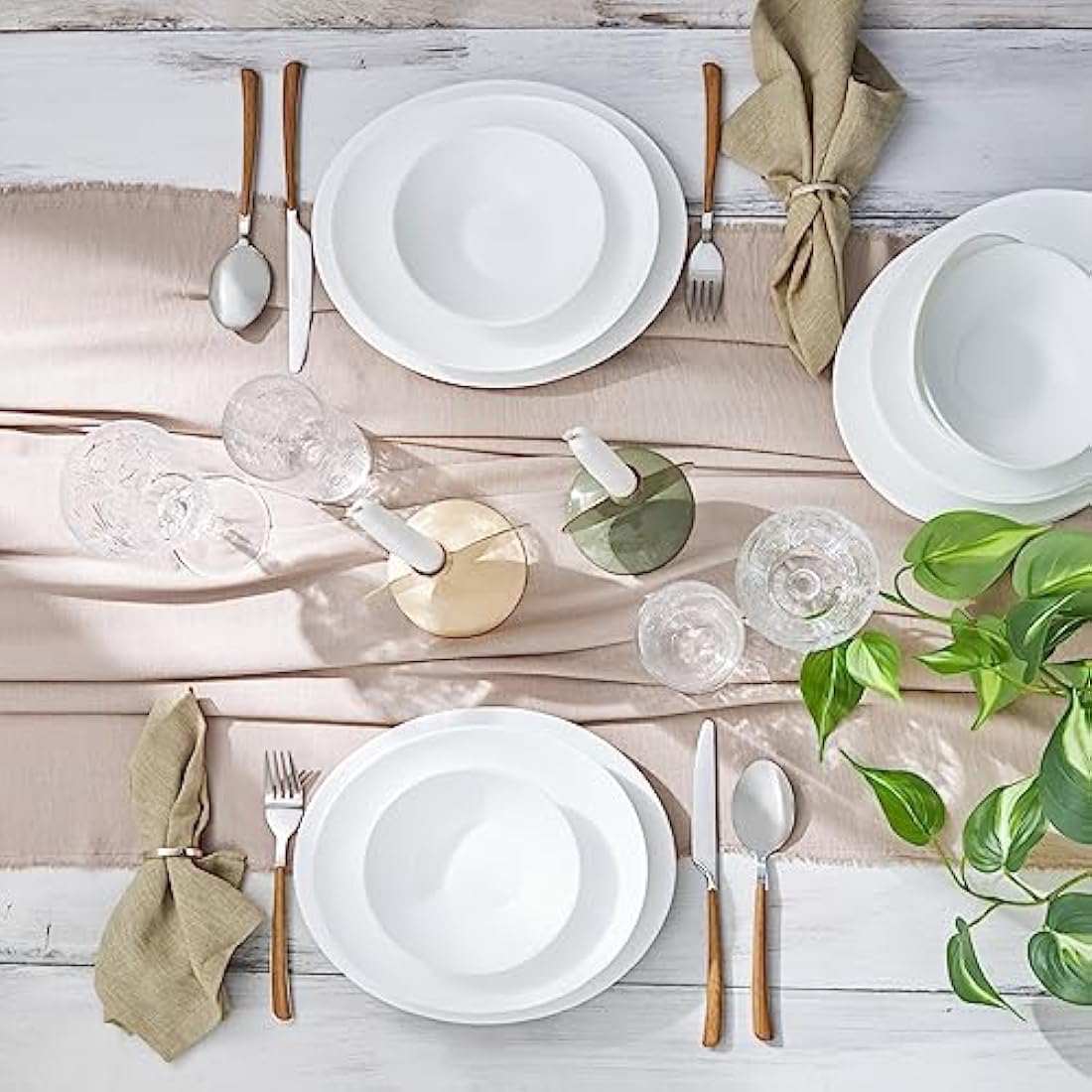Karaca White 24-Piece Glass Dinner Set | Heat-Resistant Dinnerware