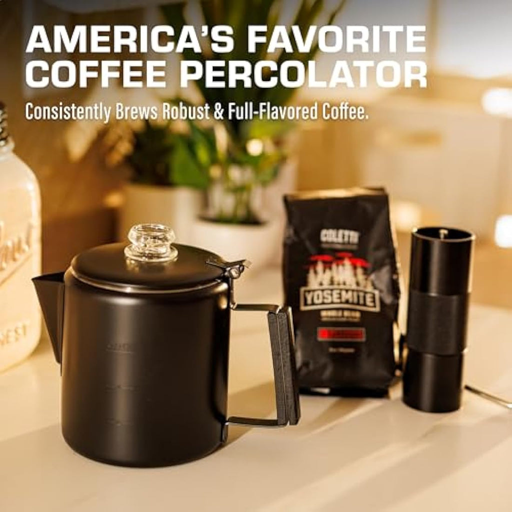COLETTI Bozeman 6-Cup Stainless Steel Coffee Percolator – Matte Black