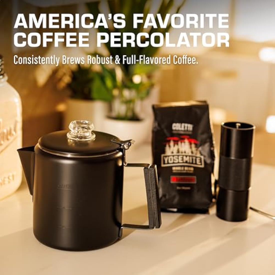 COLETTI Bozeman 6-Cup Stainless Steel Coffee Percolator – Matte Black