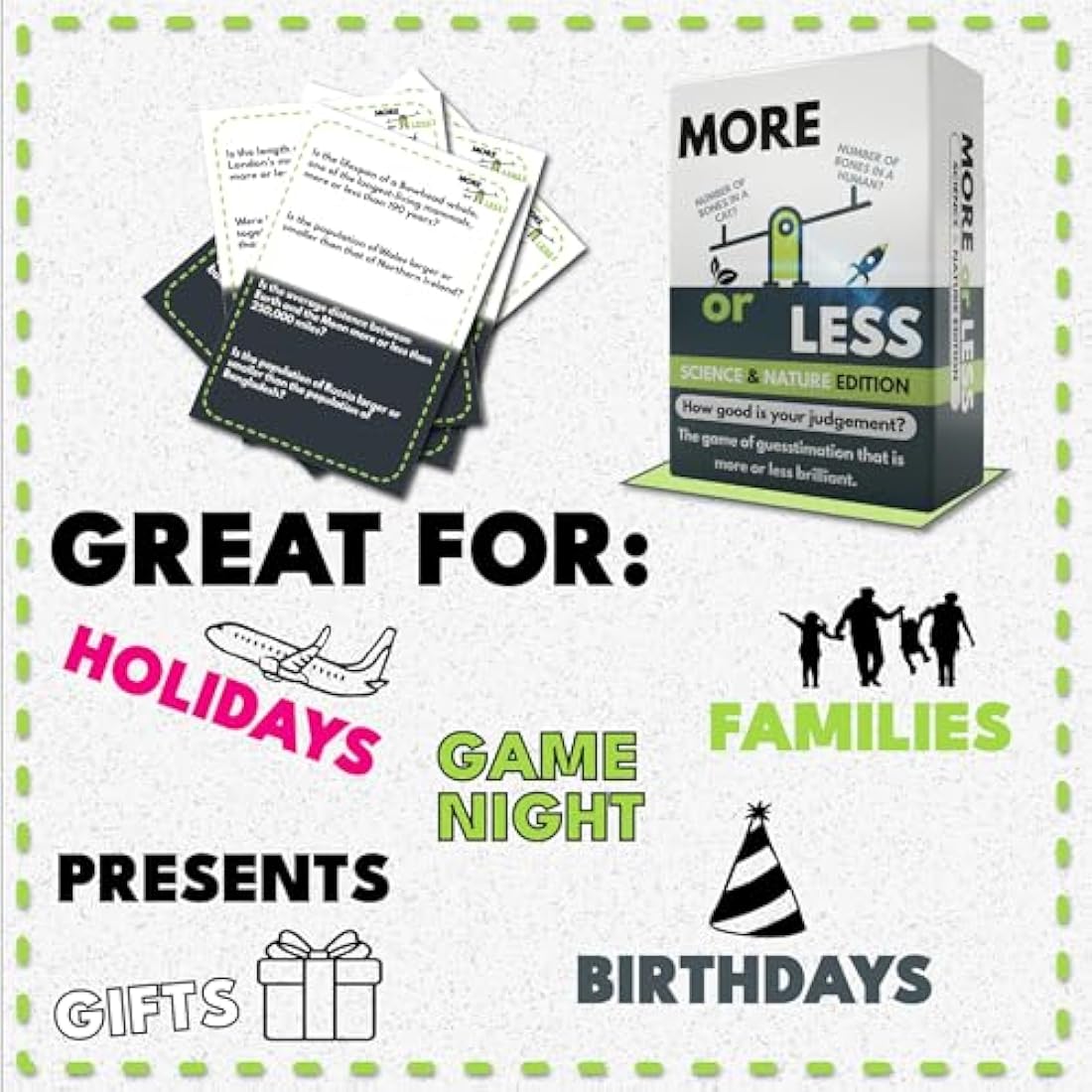 More or Less Science & Nature Trivia Card Game – Educational Travel Game