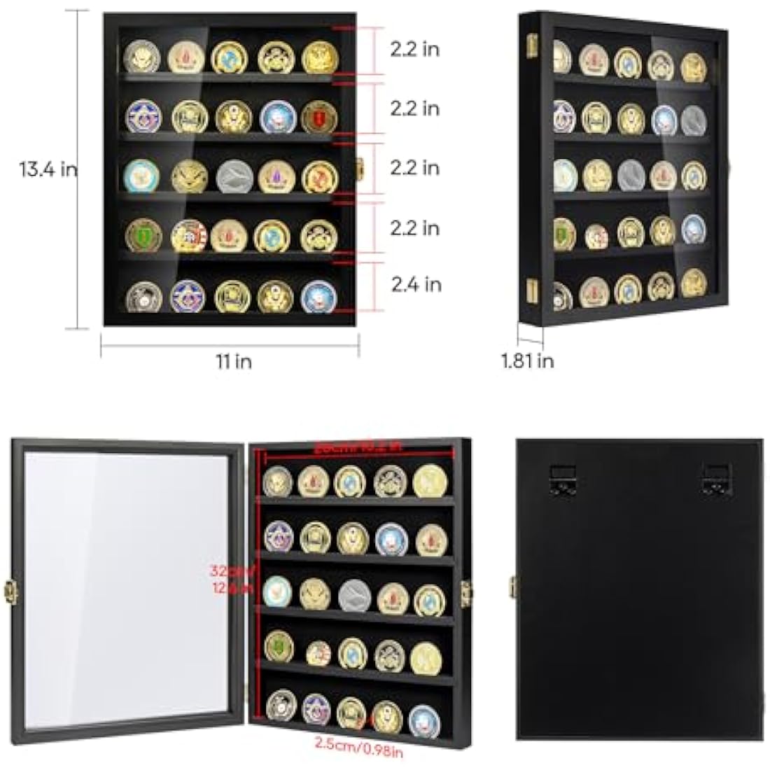 Military Challenge Coin Display Case | Wood Wall Mount Shadow Box