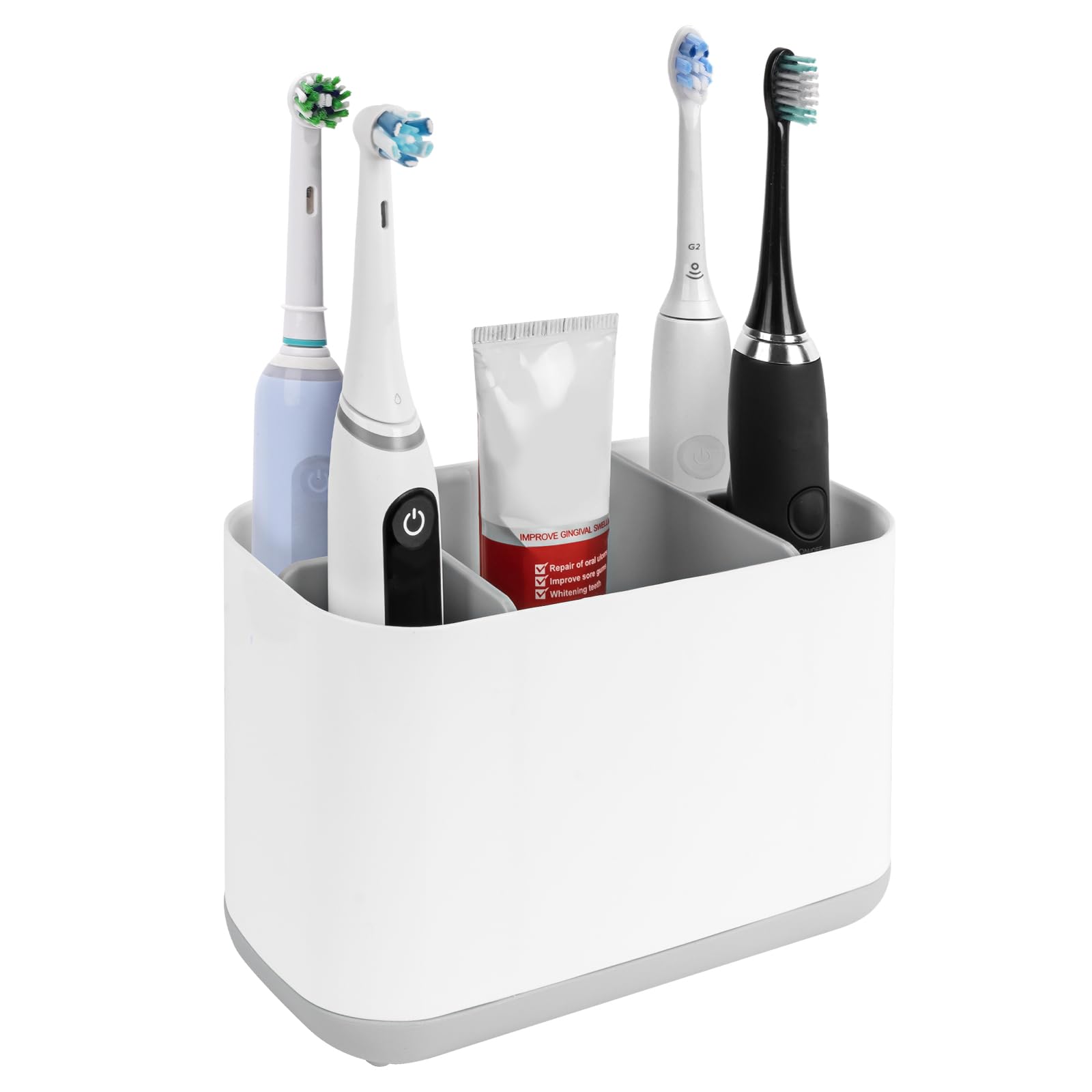 Linkidea Electric Toothbrush Holder – 5 Slot Plastic Countertop Organizer