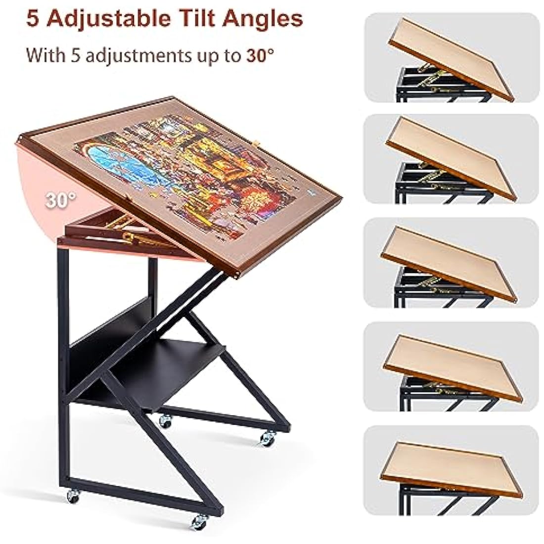 Lavievert 1500pc Jigsaw Puzzle Table | Tilting Wooden Board with Wheels