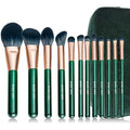 ENZO KEN Professional Goat Hair Makeup Brush Set with Case - Green