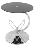 mahara Black Glass Decorative End Table Side Table Coffee Table, Round, 45cm x 45cm, for Living Rooms, Lounges, Study, etc - image 1