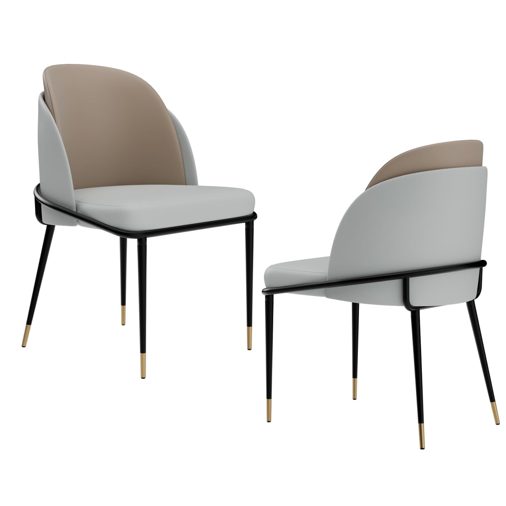 FATIVO Faux Leather Dining Chairs Set of 2 | Upholstered Metal Legs