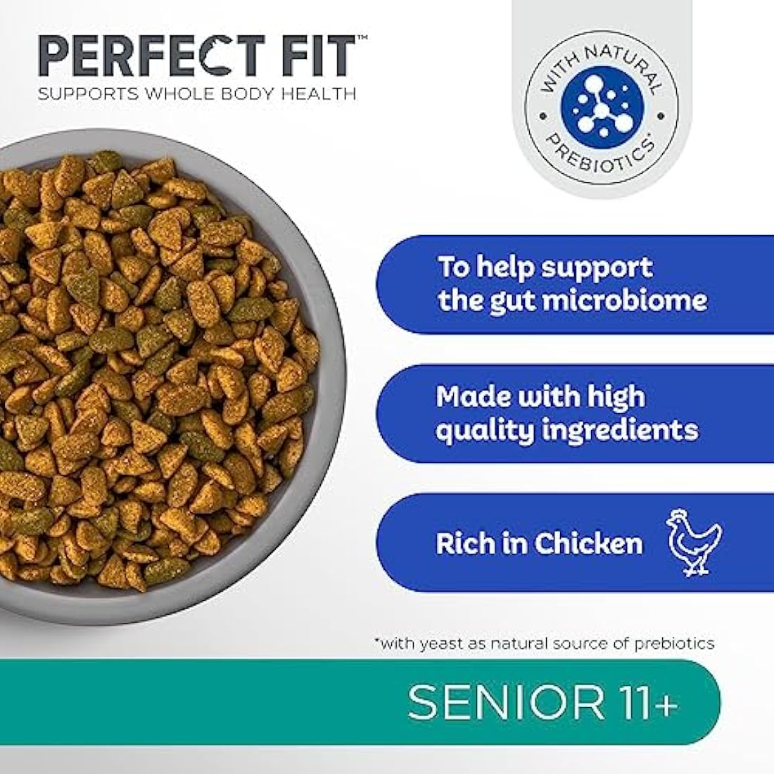 Perfect Fit Senior 11+ Dry Cat Food - Rich in Chicken - 3 x 2.8kg