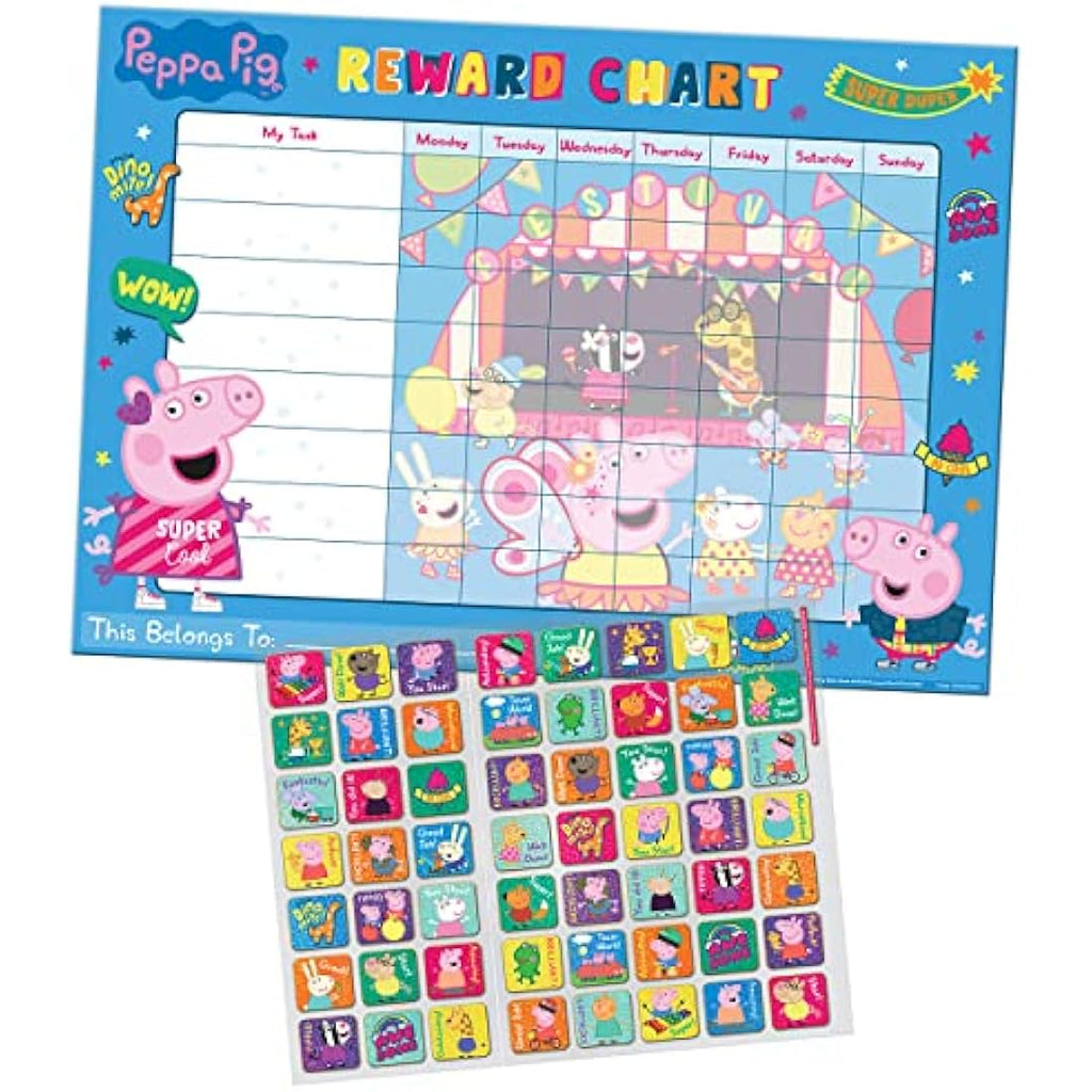 Peppa Pig Reward Chart with 56 Sparkly Stickers – Kids Behavior Chart