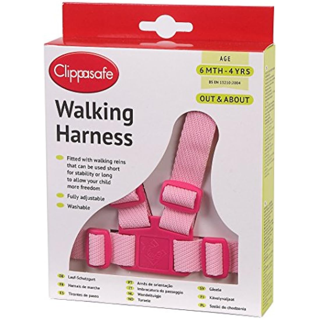 Clippasafe Walking Harness and Reins for Toddlers - Pink - Adjustable