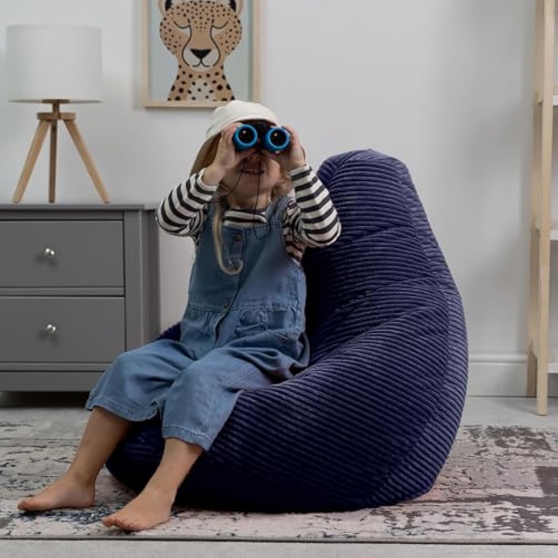 icon Dalton Kids Bean Bag Chair – Navy Blue Corduroy Gaming Seat