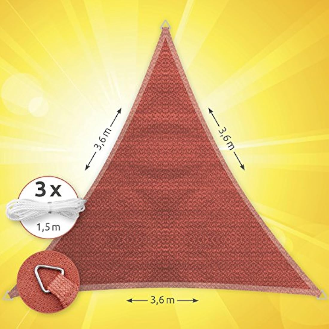 Windhager Sunsail Adria Triangle Terracotta - UV Protection - 5x5m