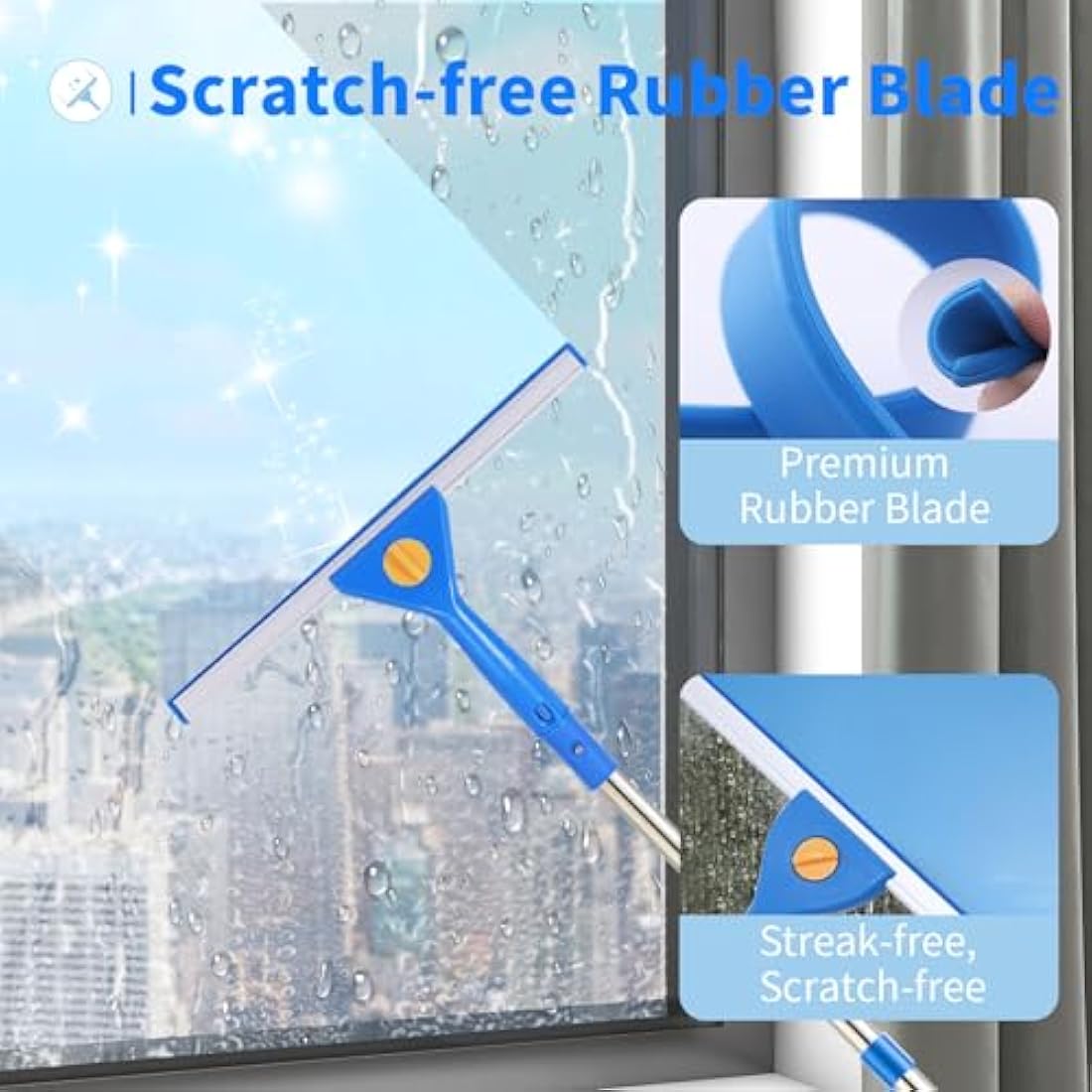 Jolof Store 3m Window Squeegee & Scrubber Kit – Long Handle Glass Cleaner
