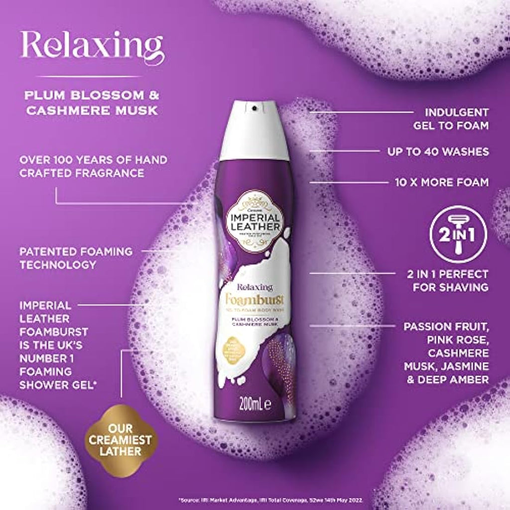 Imperial Leather Foamburst Plum Blossom & Cashmere Body Wash - 6 x 200ml