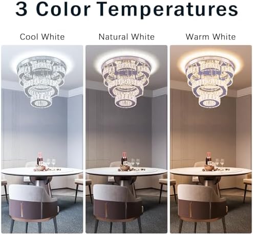 FRIXCHUR 15.7" Flower Crystal Chandelier | Dimmable LED Flush Mount Light