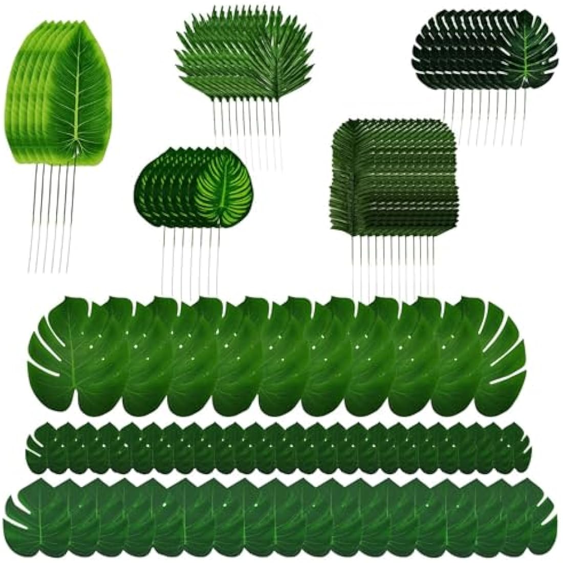 Jolof Store 96pcs Artificial Tropical Leaves – Faux Monstera & Palm Stems