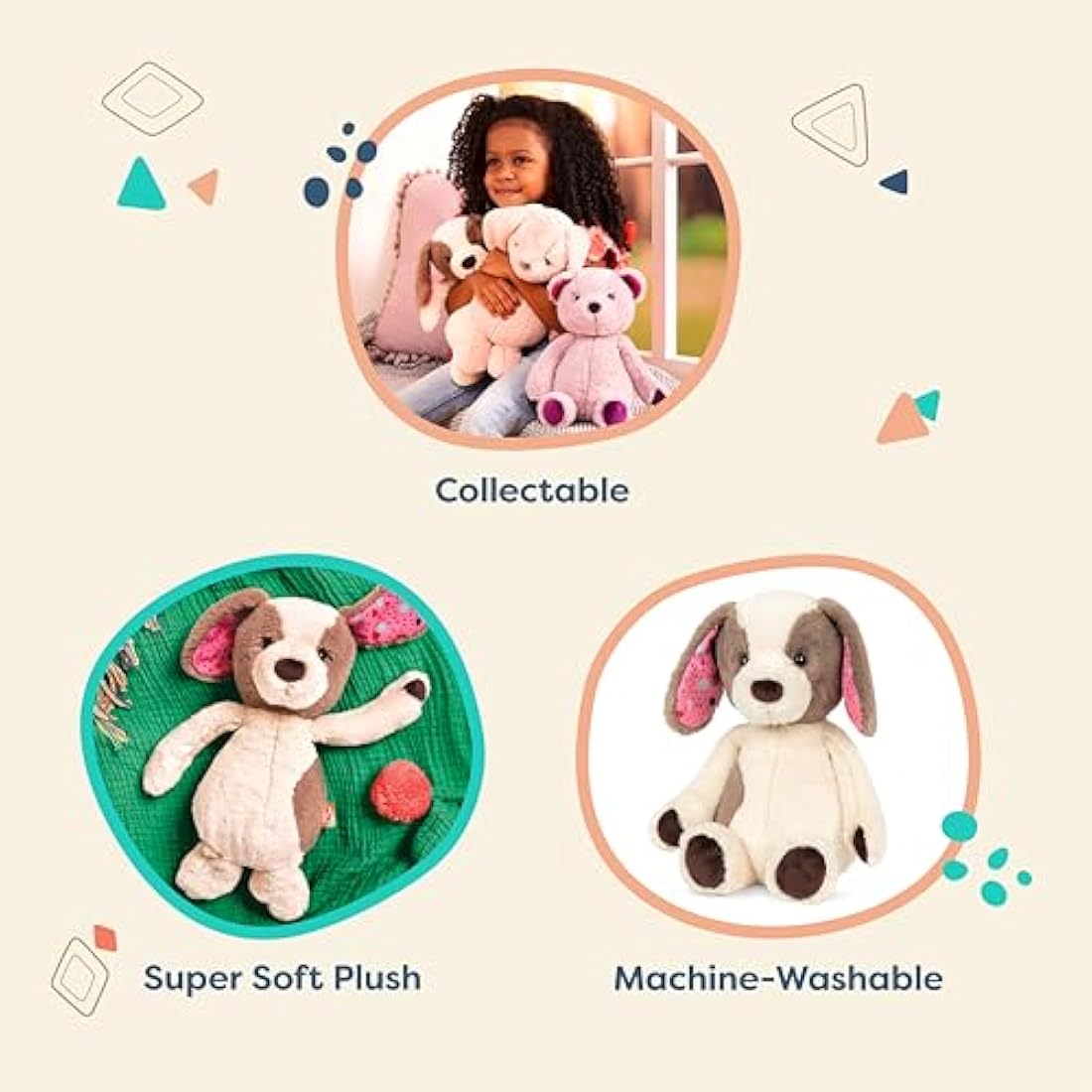 B. toys Cupcake Pup – 12-Inch Washable Soft Plush Stuffed Animal Dog