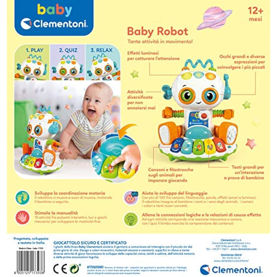 Clementoni Baby Robot Interattivo – Giocattolo Educativo con Audio