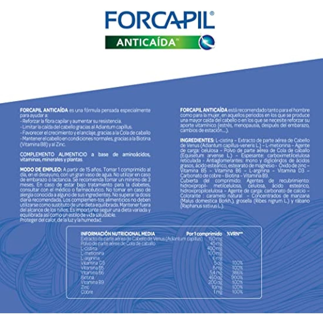 Arkopharma Forcapil Anticaída – Suplemento para el Cabello, 90 Cápsulas