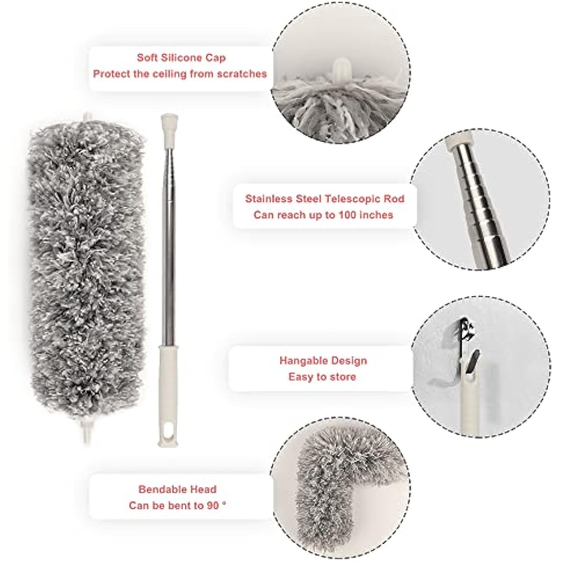 Microfiber Feather Duster – 100" Extendable Telescopic Pole