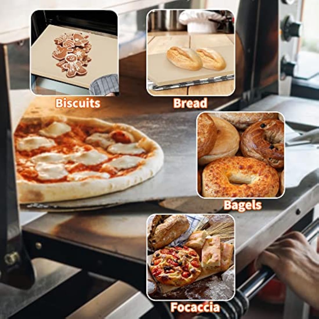 Mimiuo Cordierite Pizza Stone and Aluminum Peel Set for Oven and Grill
