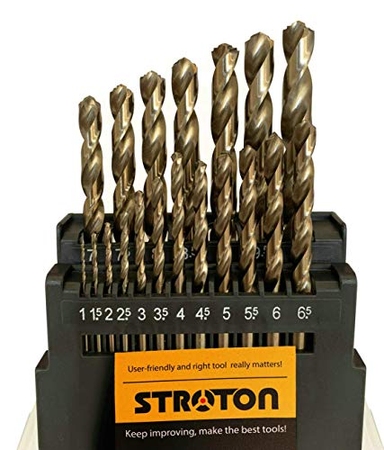 M42 8% Cobalt Twist Drill Bits Set for Stainless Steel, 19pcs