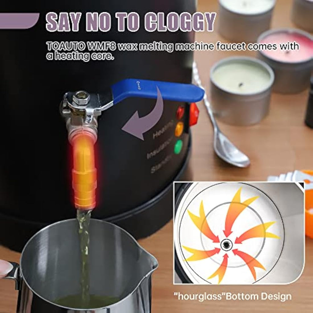 TOAUTO 8L Electric Wax Melter – Commercial Candle Making Machine