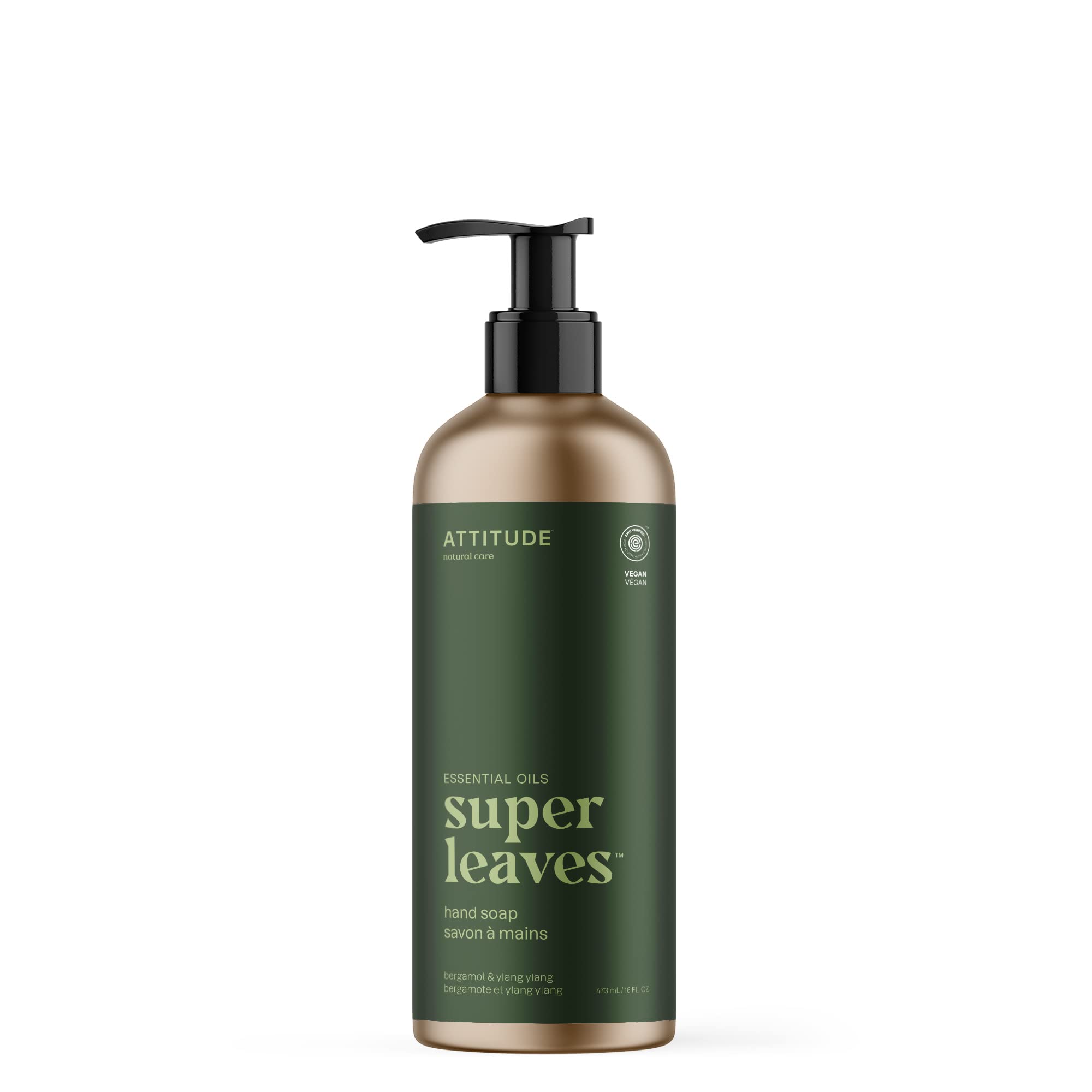 ATTITUDE Natural Liquid Hand Soap | Refillable Aluminum Bottle | Bergamot