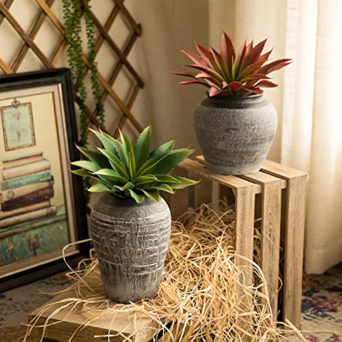Large Artificial Aloe Plant – 12.5 Inch Faux Succulent (Red)