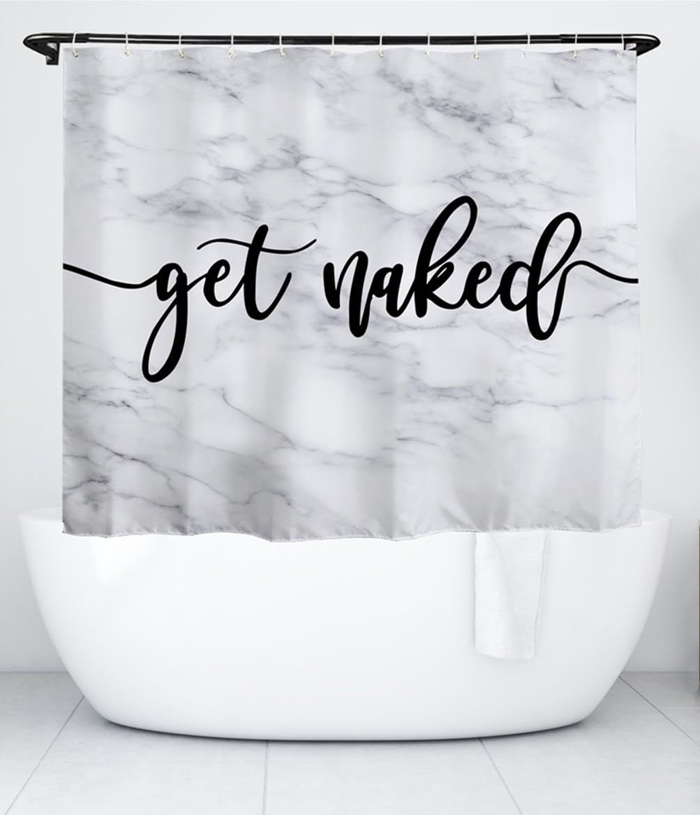 Goodbath Get Naked Marble Shower Curtain | Waterproof Polyester, 180x150cm